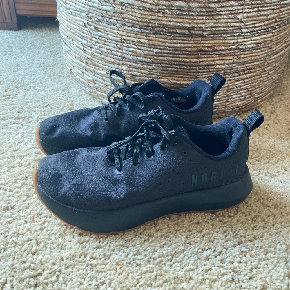 NOBULL Ripstop Men's 7.5 Women’s 9 Black Sneakers with Gum Outsole